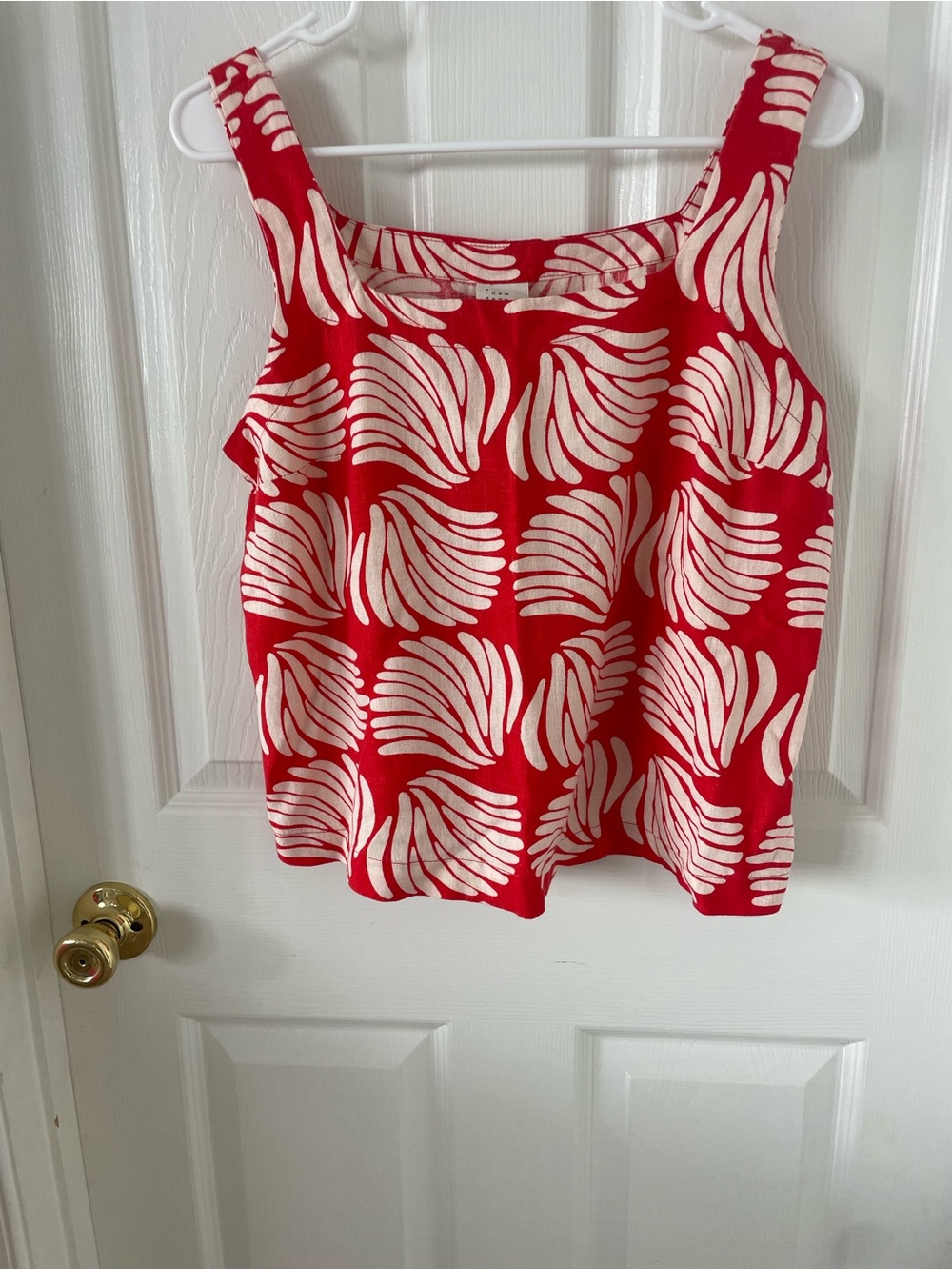 Target Red and Cream Printed Square-Neck Tank Top